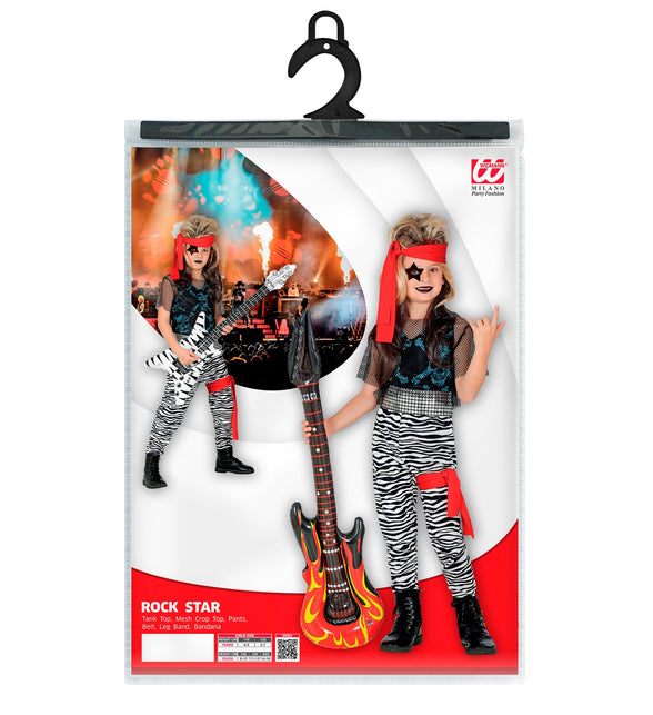 Rockster pak kind compleet, rock verkleedset met netshirt en bandana