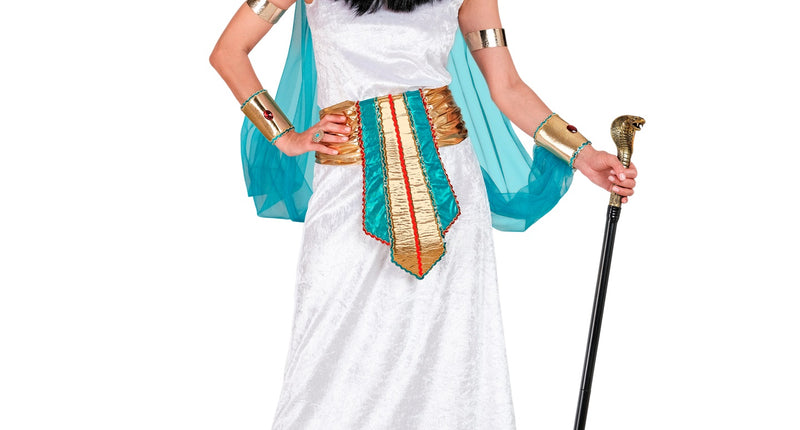 Egyptische koningin Nefertiti kostuum dames gedragen - Cleopatra jurk met kraag en cape
