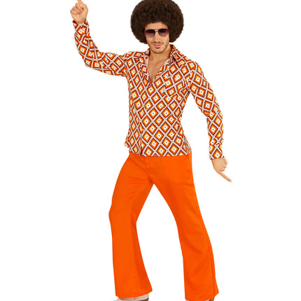 Geruit disco hemd jaren 70 achterkant, retro groovy overhemd detail