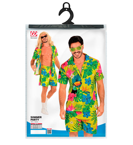 Zomer party set Toekan achterkant - Hawaii blouse en short heren tropisch
