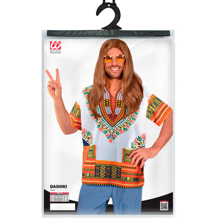 Dashiki Jimmy wit oranje achterkant - Afrikaans kostuum shirt heren