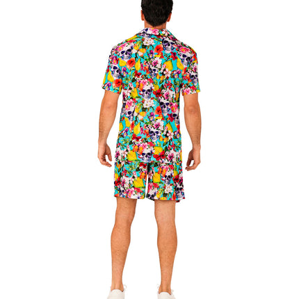 Zomer party set Skulls close-up - aloha hemd en short schedelmotief