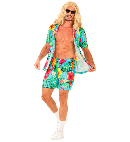 Flamingo zomerset heren gedragen - tropisch Hawaii hemd met short aloha