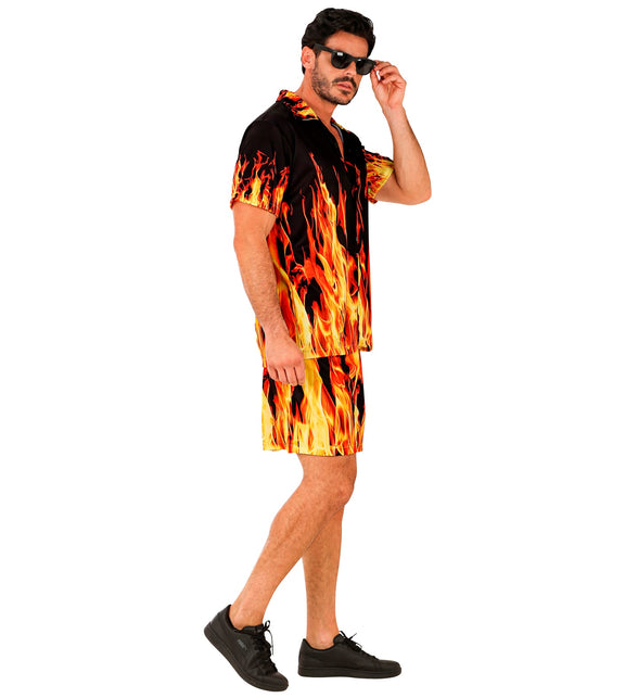 Hawaii set Flames gedragen - tropische zomerblouse en short beach party