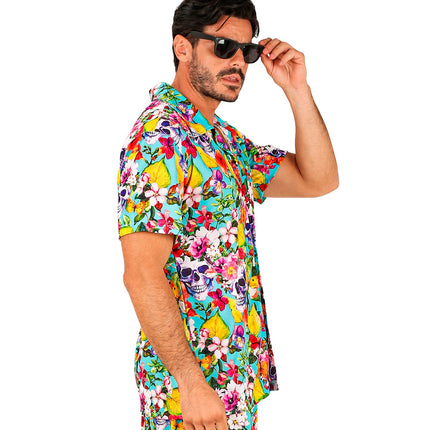 Hawaii blouse Skulls detail - schedel zomershirt tropisch beach party
