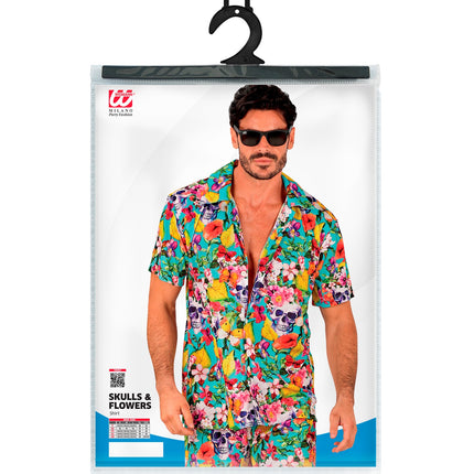 Zomer partyshirt Skulls achterkant - Hawaii blouse heren tropisch