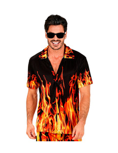 Zomer partyshirt Flames heren - Hawaii blouse met vlammenprint voor beach party