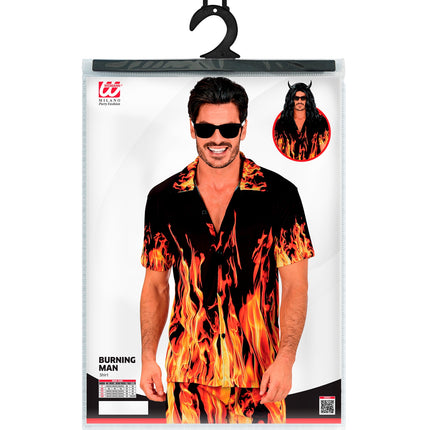 Zomer partyshirt Flames achterkant - Hawaii blouse heren tropisch