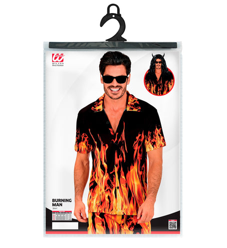 Zomer partyshirt Flames achterkant - Hawaii blouse heren tropisch
