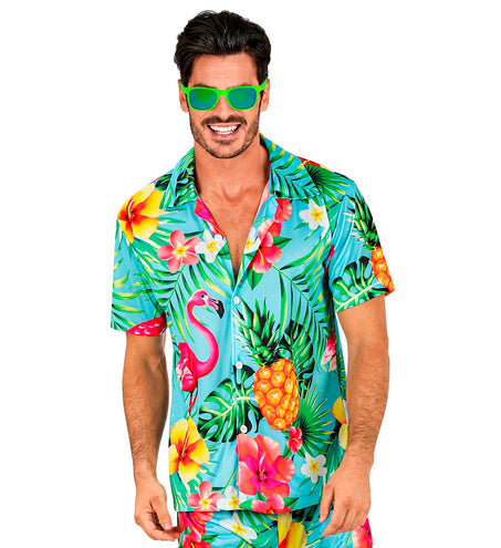 Zomer partyshirt Flamingo heren - Hawaii blouse met flamingoprint voor beach party