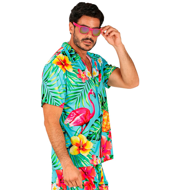 Hawaii blouse Flamingo detail - tropisch zomershirt flamingo beach party