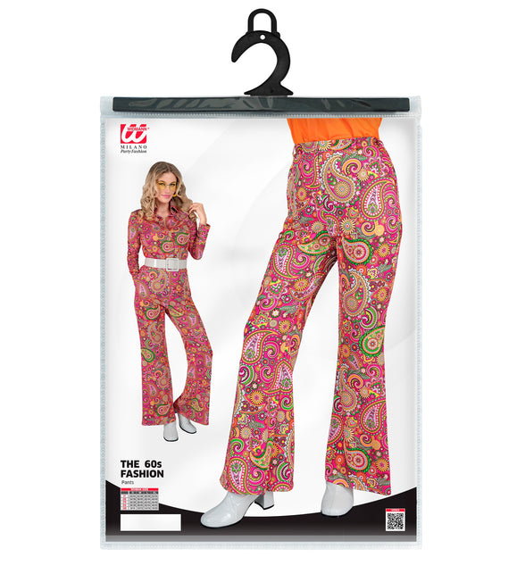 Jaren 70 broek paisley achterkant - kleurrijke hippie discobroek dames