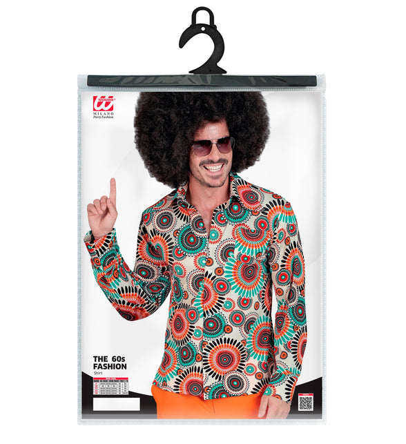 Jaren 70 vintage shirt heren achterkant - kleurrijk hippie discoshirt retro