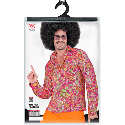 Jaren 70 paisley shirt heren achterkant - kleurrijk hippie discoshirt retro