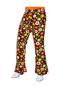 Jaren 70 broek flowers heren - kleurrijke hippie discobroek met bloemenmotief