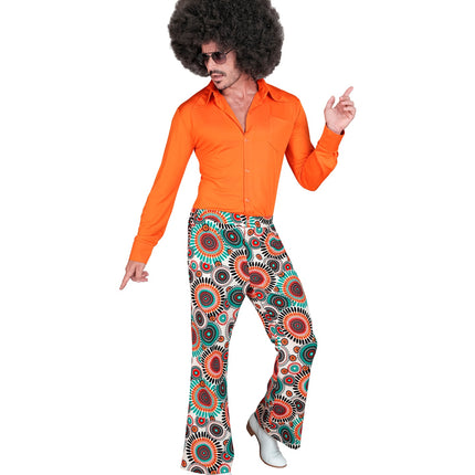 Jaren 70 vintage broek heren detail - kleurrijke hippie discobroek seventies