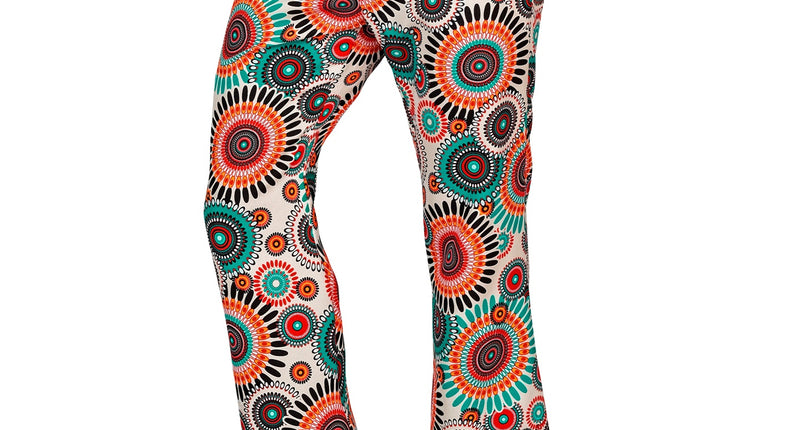 Jaren 70 broek vintage heren - kleurrijke retro hippie discobroek met vintage print