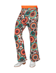 Jaren 70 broek vintage heren - kleurrijke retro hippie discobroek met vintage print