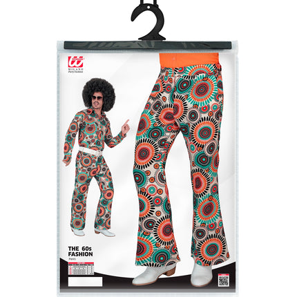 Jaren 70 broek vintage achterkant - kleurrijke retro hippie discobroek heren