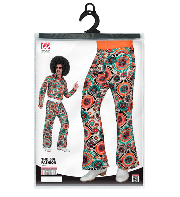 Jaren 70 broek vintage achterkant - kleurrijke retro hippie discobroek heren