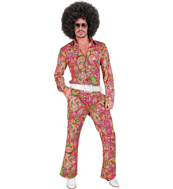 Paisley broek heren detail - jaren 70 flower power discobroek retro