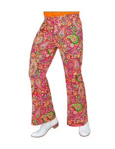 Jaren 70 broek paisley heren - kleurrijke hippie discobroek met paisleyprint