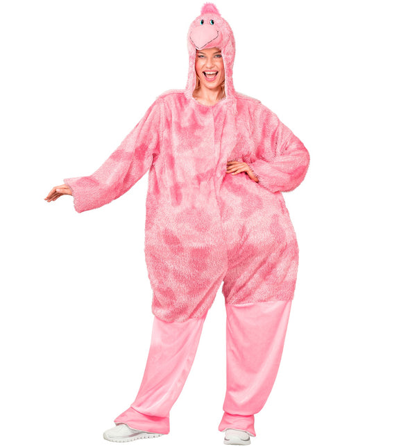Grappig flamingo jumpsuit voor volwassenen achterkant – kostuums
