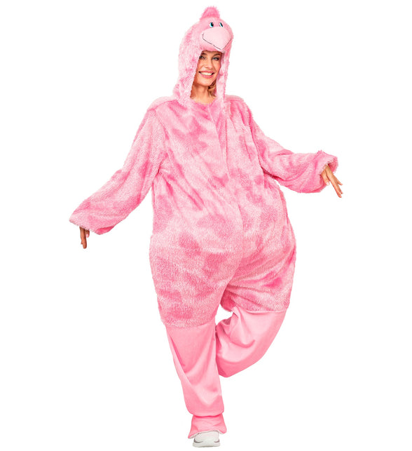 Grappig flamingo jumpsuit voor volwassenen detailopname – kostuums