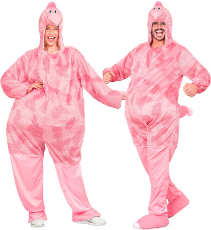 Grappig flamingo jumpsuit voor volwassenen vooraanzicht – kostuums