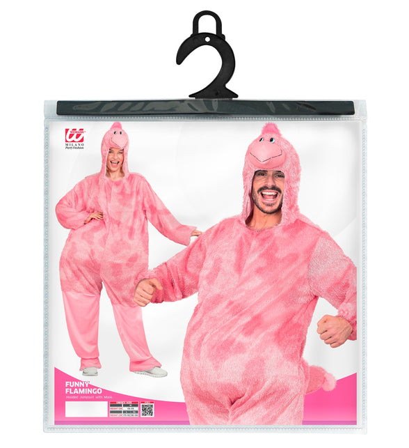 Grappig flamingo jumpsuit voor volwassenen close-up – kostuums