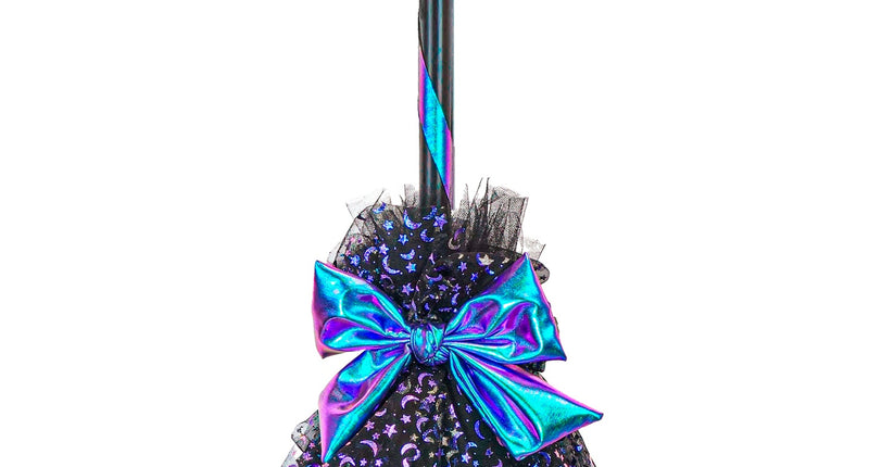 Heksen bezem blauw vooraanzicht – accessoires