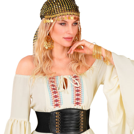 Korset riem stretch zwart voor dames close-up – kleding