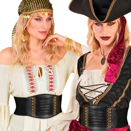 Korset riem stretch zwart voor dames achterkant – kleding