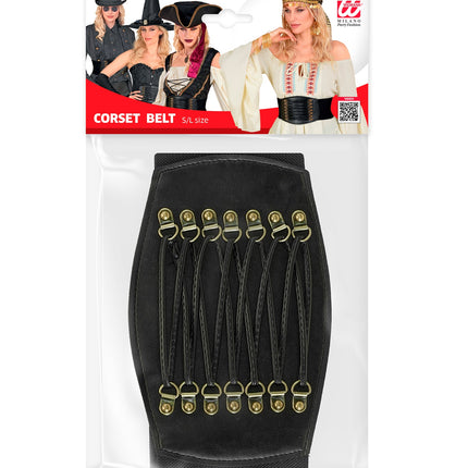 Korset riem stretch zwart voor dames zijaanzicht – kleding