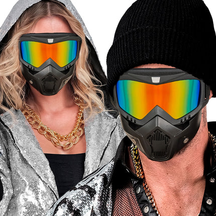 Tactische masker spiegelglazen regenboog detailopname – maskers