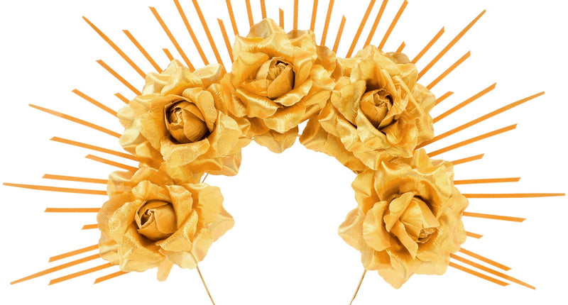 Halo met spikes met rozen goud voor dames vooraanzicht – verkleedkleding