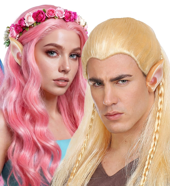 Elf oortjes gedragen door twee modellen bij een elvenlook met lang haar