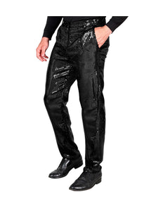 Paillettenbroek Frank heren zwart - zwarte glitterbroek met pailletten voor disco