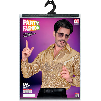 Paillettenshirt Ard goud achterkant - gouden glitter discoshirt heren disco