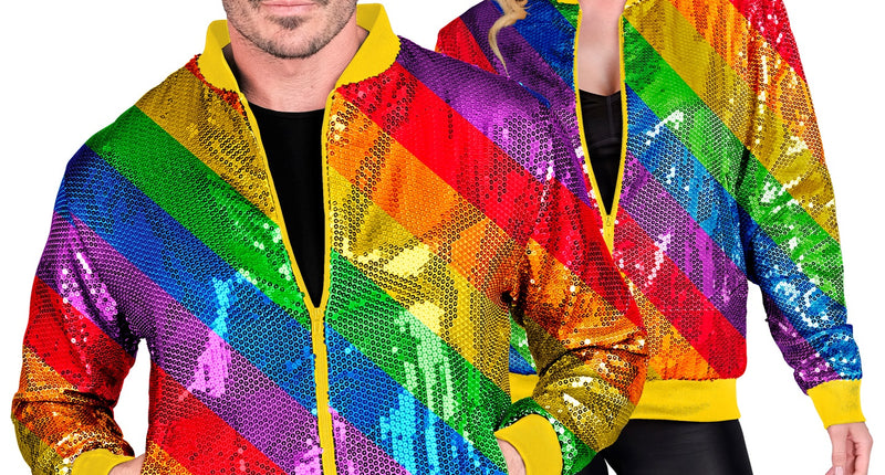Bomberjas pailletten regenboog - kleurrijke glitter bomberjack regenboog unisex disco
