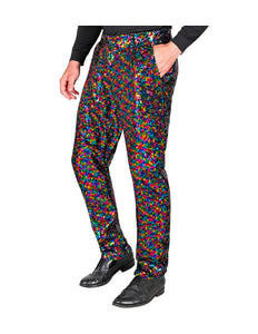 Paillettenbroek heren meerkleurig - kleurrijke glitterbroek met pailletten disco
