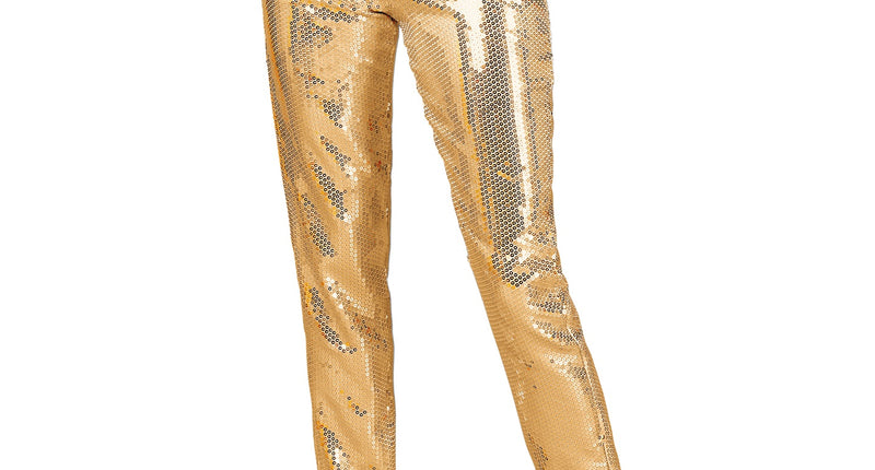 Paillettenbroek dames Mara goud - gouden glitterbroek met pailletten voor disco