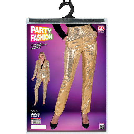 Paillettenbroek Mara goud achterkant - gouden glitterbroek dames disco