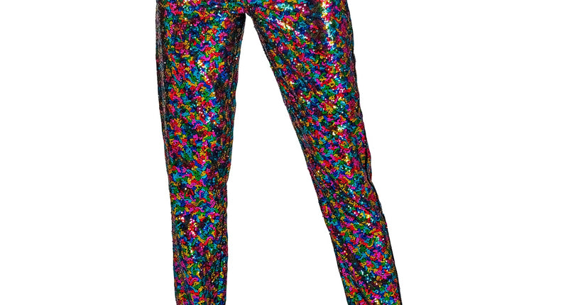 Paillettenbroek dames Mara meerkleurig - kleurrijke glitterbroek met pailletten disco