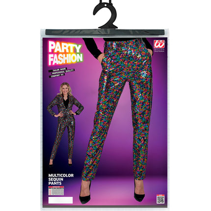 Paillettenbroek Mara meerkleurig achterkant - kleurrijke glitterbroek disco