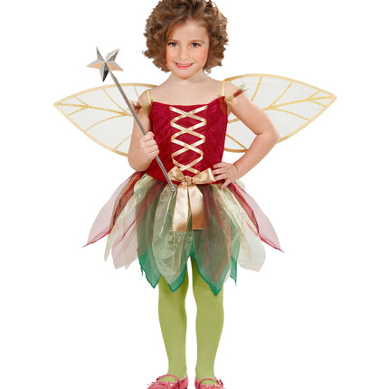 Feeen jurkje kind met glinsterende vleugels, fantasie elf outfit detail