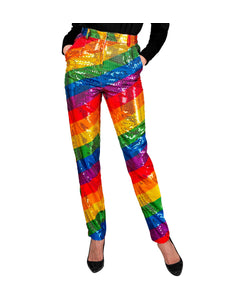 Paillettenbroek Mara regenboog - regenboog glitterbroek met pailletten voor Pride