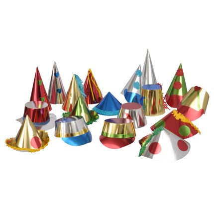 Set 36 papieren feesthoedjes multikleur Oud Nieuw