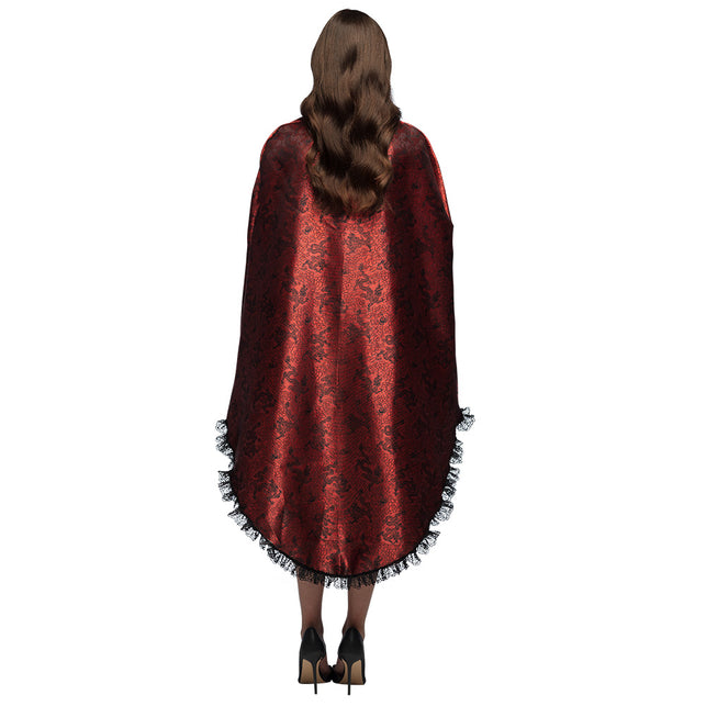Cape Blood lady achterzijde met rond afgeronde zoom en zwart kant langs de hele rand