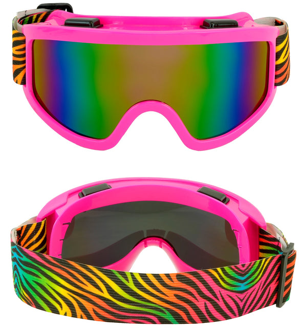 Ski-bril 80's roze regenboog tijgerprint Anouk